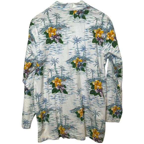 Vintage Julie Mango Size XL Made in USA Tropical Hawaiian Print Blouse Bling - Picture 3 of 6